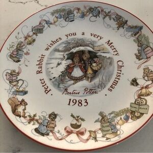 Wedgwood Beatrix Potter Christmas Plate 1983 Peter Rabbit In Box~England